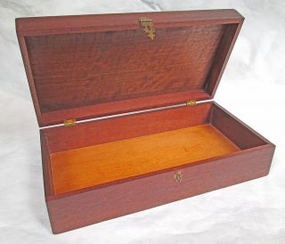 Mid 19th C.  Antique Hand Made Hardwood Wooden Box Document Deed Storage Brass photo