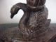 Charming Old Cast Metal Swan Water Lily Leaves Heavy Candlesticks Great Detail Metalware photo 3