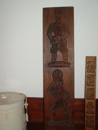 Antique Wooden Butter Stamp,  Ginger Bread Man Mold,  Spekulazien Form,  Folk Art photo