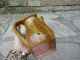 Antique Old Jug Pitcher 19th Century Handmade Authentic Hand Painted Jugs photo 3