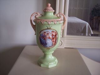 Gorgeous Antique Austria Porcelain Lidded Urn Circa 1900 photo