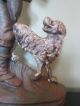 Antique Cast Iron Man With Dog Fireplace/hearth Tool Holder Metalware photo 1