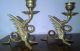 Antique Brass Griffon Candleholders Metalware photo 2