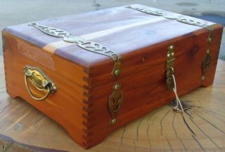 Vintage Cedar Box With Lock And Key photo