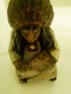 Vtg Antique Carved Indian Chief Peace Pipe Small Figurine Unknow Maker? Shop Carved Figures photo 5