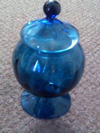 Antique/ Vintage Italian Blue Art Glass Apothecary Jar photo