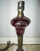 Lovely Cut - To - Clear Cranberry Glass Lamp With Marble Base,  Brass Upright Lamps photo 1