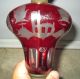 Lovely Cut - To - Clear Cranberry Glass Lamp With Marble Base,  Brass Upright Lamps photo 2