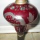 Lovely Cut - To - Clear Cranberry Glass Lamp With Marble Base,  Brass Upright Lamps photo 5