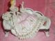 Dresden Style Porcelain Lady Laying On A Sofa - Ruffle Porcelain Lace Figurines photo 3