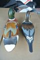 2 Vintage Wood Wooden Duck Figurines Decoys Carved Figures photo 3