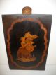 Antique Marquetry Inlay Wood Europe Folk Art Couple Soldier Sword Scene Plaque Other photo 1