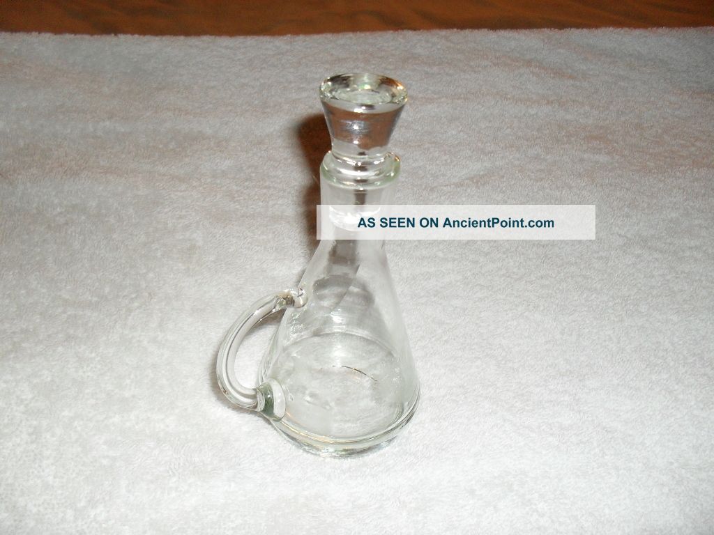 Vinegar Bottle Holder Clear Glass Very Old And From Estate Please Look Bottles photo