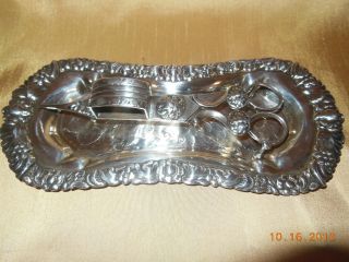 Antique Silver Plated Candle Wick Cutter/trimmer W/tray photo