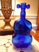 Antique/vintage Cobalt Blue Glass Violin Shaped Bottle Bottles photo 1