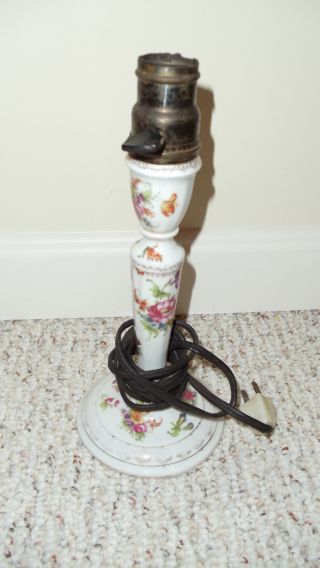 Vtg/antique Porcelain Prussian China Germany Floral Table Lamp No Shade 10 ' Tall photo