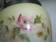 Antique Biscuit Jar Yellow W/ Pink Flowers Hand - Painted Metal Lid & Handle Jars photo 3