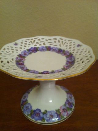 Service Tray With Purple Pansies By Schuman Arzberg Germany photo