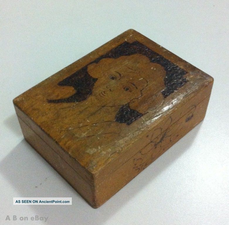 = Old Vintage Hand Made Wood Box For Jewelry Cigarettes Perfumes Or Any Storage Boxes photo