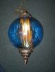 Vintage Retro Blue Mid Century Eames Era Swag Hanging Lamp Light Fixture Globe Lamps photo 1