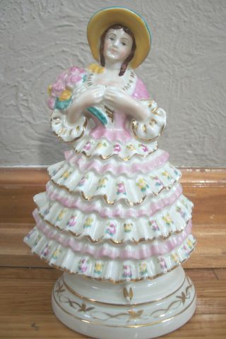 Vintage Ceramic Porcelain Victorian Hand Painted Woman Female Figurine Statue photo