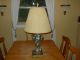 Antique 1930 ' S Reticulated Majolica 24k Gold Trim Table Lamp W/ Celluloid Finial Lamps photo 1