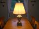 Antique 1930 ' S Reticulated Majolica 24k Gold Trim Table Lamp W/ Celluloid Finial Lamps photo 2
