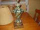 Antique 1930 ' S Reticulated Majolica 24k Gold Trim Table Lamp W/ Celluloid Finial Lamps photo 5