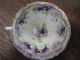 Delicate Hand Painted Porcelain Cup And Saucer Violets Pink Flower On Outside Cups & Saucers photo 1