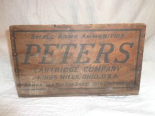 Vintage Peters Small Arms Ammunition Box Crate Wood Ohio 20g photo