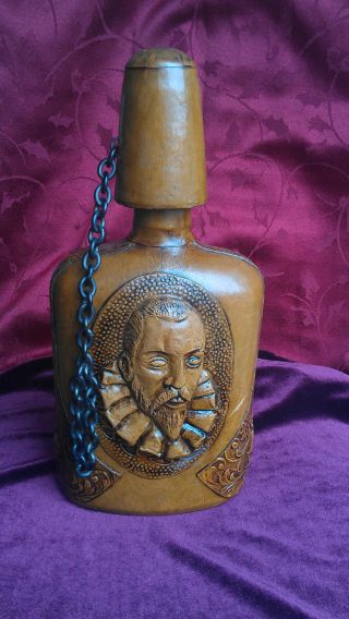 Antique Spanish Leather Decanter Bottle photo