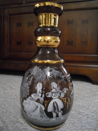 Large Antique Plumb Hand Painted Mary Gregory Vase - photo
