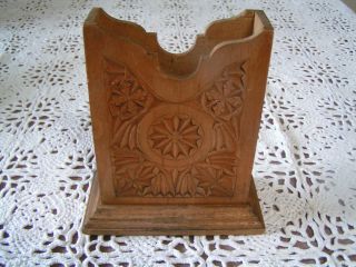 Antique Handcarved Wood Letter Stand/holder.  Around 1900´s photo