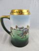 1911 Bavarian Porcelain Tankard Handpainted Nut Brown Ale Drinkers Signed Mugs & Tankards photo 1