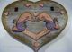 Unusual Large Wood Heart Box W Carved Swans - Antiqued W Hinged Lid - Boxes photo 2