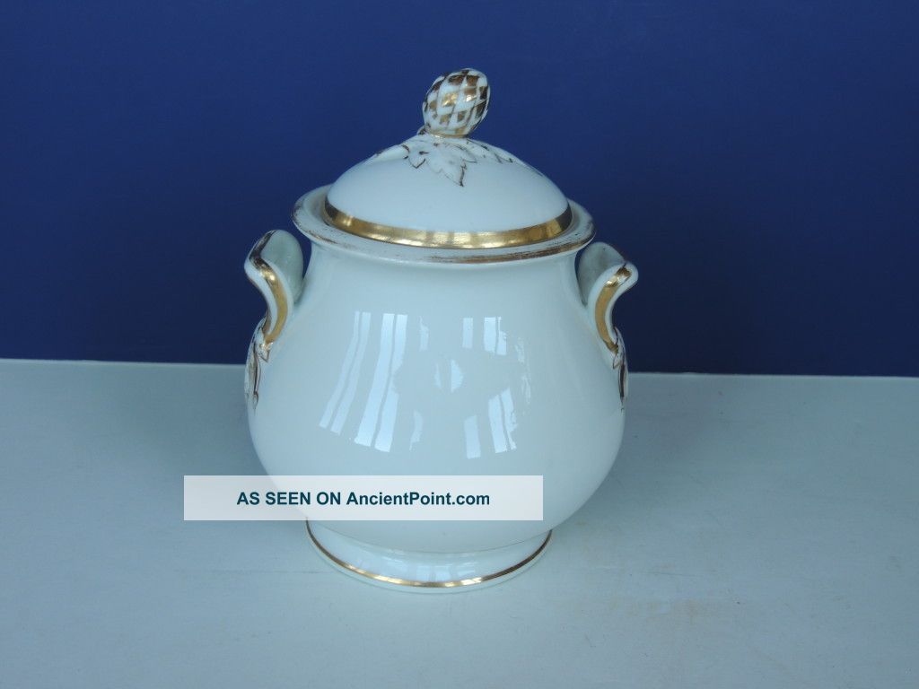Antique Old Paris Porcelain Parian Sugar Limoges Gold Hand Painted 2 Handled Creamers & Sugar Bowls photo