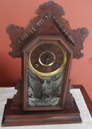Antique East Lake Mantel Clock,  Glass Door With Etching photo