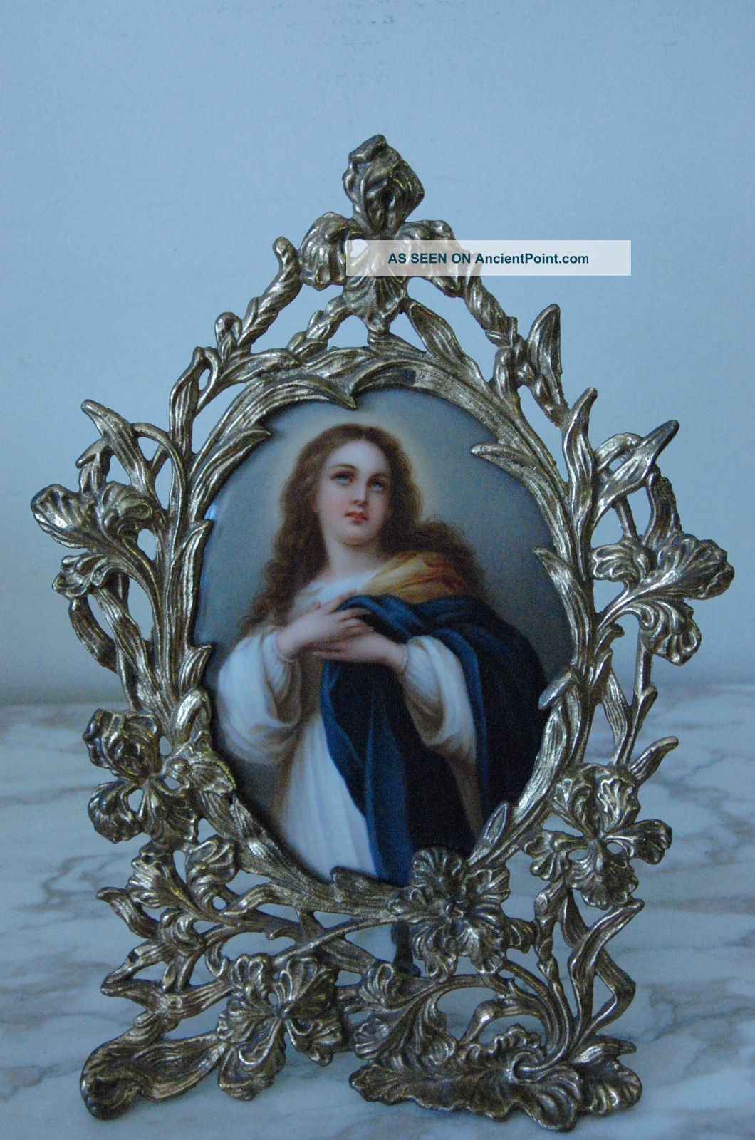 Antique French Porcelain Hand Painted Plaque Bronze Frame Other photo