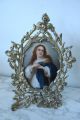 Antique French Porcelain Hand Painted Plaque Bronze Frame Other photo 3