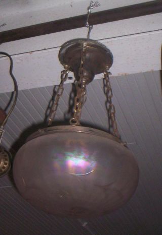 Antique Opalescent Hanging Globe Lamp photo