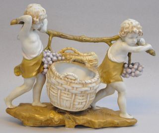 Antique Porcelain Figurine Ernst Whaliss Turn Tepliz Austria Grapes Of Canaan. photo