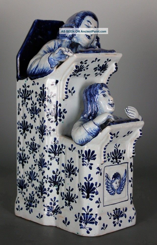 1700 ' S Antique Delft Tin Glazed Faience Figurine The Vicar & Moses Statue Figurines photo