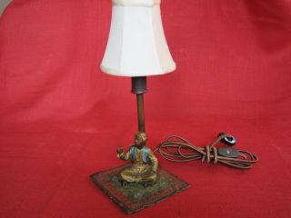 Antique Bronze Austrian Cold Painted Lamp photo