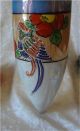 Antique Bird/floral Wall Pocket Japan 1920 - 1930 Hand Painted Raised Enamel Vase Vases photo 5