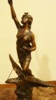 French Antique Bronzed Spelter 19th Sculpture Statue Woman Standing On An Eagle Other photo 9