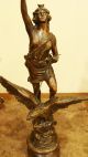 French Antique Bronzed Spelter 19th Sculpture Statue Woman Standing On An Eagle Other photo 1