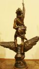 French Antique Bronzed Spelter 19th Sculpture Statue Woman Standing On An Eagle Other photo 3