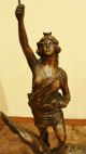 French Antique Bronzed Spelter 19th Sculpture Statue Woman Standing On An Eagle Other photo 4