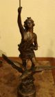 French Antique Bronzed Spelter 19th Sculpture Statue Woman Standing On An Eagle Other photo 6