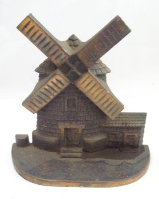 Vintage Brass Windmill Wind Mill Metal Doorstop From Estate 7.  25 